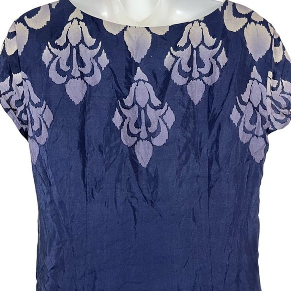 Jones New York Collection Womens Navy Silk Blend Short Sleeve V-Neck Dress sz 6 - Picture 12 of 16